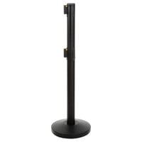 Lancaster Table & Seating Black 40" ADA Compliant Stanchion with Dual 10' Retractable Belt