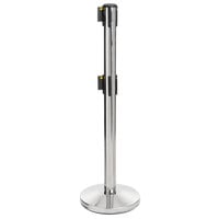 Lancaster Table & Seating Chrome 40 inch ADA Compliant Stanchion with Dual 10' Retractable Belt