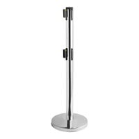Lancaster Table & Seating Chrome 40 inch ADA Compliant Stanchion with Dual 10' Retractable Belt