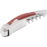 Franmara Curved Stainless Steel Waiter's Corkscrew with Burgundy Wood Inset Handle 3196