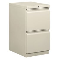 HON 33820RQ Efficiencies Light Gray Steel Two-Drawer Mobile Pedestal File Cabinet - 15 inch x 19 7/8 inch x 28 inch