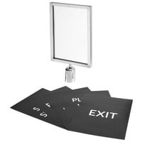 Lancaster Table & Seating Stainless Steel 12 inch x 16 3/4 inch A3 Stanchion Sign Frame & Sign Set with Clear Covers