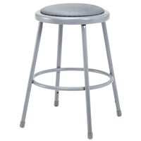 National Public Seating 6424 24" Gray Round Padded Lab Stool