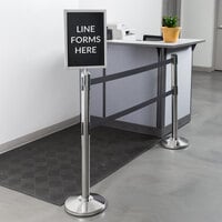 Lancaster Table & Seating Stainless Steel 40 inch ADA Compliant Crowd Control / Guidance Stanchion Kit including Frame & Sign Set with Clear Covers