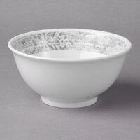 Schonwald 9336664-63071 Shabby Chic 10 oz. Structure Grey with Ornaments Round Porcelain Bowl - 12/Case