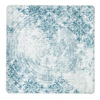 Schonwald 9131524-63073 Shabby Chic 9 1/2 inch Structure Blue with Ornaments Square Porcelain Coupe Plate - 6/Case