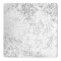 Schonwald 9131524-63071 Shabby Chic 9 1/2 inch Structure Grey with Ornaments Square Porcelain Coupe Plate - 6/Case