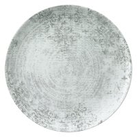Schonwald 9331228-63071 Shabby Chic 11 inch Structure Grey with Ornaments Round Porcelain Coupe Plate - 6/Case