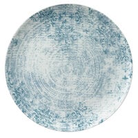 Schonwald 9331232-63073 Shabby Chic 12 5/8 inch Structure Blue with Ornaments Round Porcelain Coupe Plate - 6/Case
