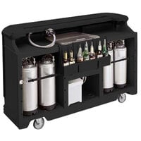 Cambro BAR730PMT110 Black Cambar 73 inch Portable Bar with 7-Bottle Speed Rail and Complete Post Mix System with Water Tank