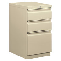 HON HBMP2BL 15 inch x 20 inch x 28 inch Putty Mobile 3 Drawer Pedestal File Cabinet