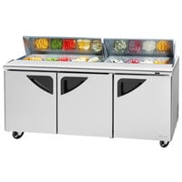 Turbo Air TST-72SD-N 73" Super Deluxe 3 Door Refrigerated Sandwich Prep Table