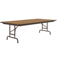 Correll 30 inch x 96 inch Medium Oak Light Duty Melamine Adjustable Height Folding Table