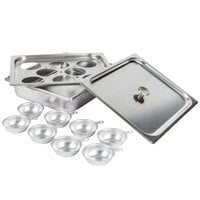 Vollrath 75070 Half Size 8 Cup Stainless Steel Egg Poacher / Juice Glass Holder