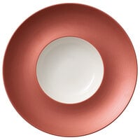 Villeroy & Boch 16-4070-2704 Copper Glow 11 1/4 inch Copper Rim with 5 1/2 inch White Well Premium Porcelain Deep Plate - 6/Case