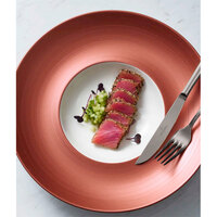 Villeroy & Boch 16-4070-2704 Copper Glow 11 1/4 inch Copper Rim with 5 1/2 inch White Well Premium Porcelain Deep Plate - 6/Case