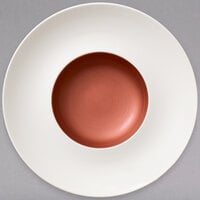 Villeroy & Boch 16-4070-2705 Copper Glow 11 1/2 inch White Rim with 5 1/2 inch Copper Well Premium Porcelain Deep Plate - 6/Case