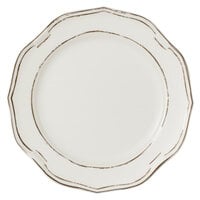 Villeroy & Boch 16-4059-2620 La Scala Patina 10 1/2 inch White Premium Porcelain Flat Coupe Plate - 6/Case