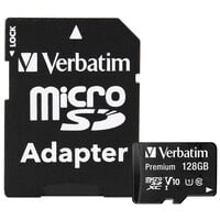 Verbatim 44085 Premium 128 GB MicroSDXC UHS-I Class 10 Memory Card with Adapter