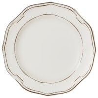 Villeroy & Boch 16-4059-2630 La Scala Patina 9 1/2 inch White Premium Porcelain Flat Coupe Plate - 6/Case