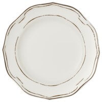 Villeroy & Boch 16-4059-2640 La Scala Patina 8 1/4 inch White Premium Porcelain Flat Coupe Plate - 6/Case