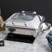 Acopa 5 Qt. 2/3 Size Stainless Steel Induction Chafer with Glass Top and Soft-Close Lid