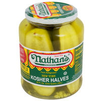 Nathan's Famous 32 oz. New York Kosher Pickle Halves - 12/Case