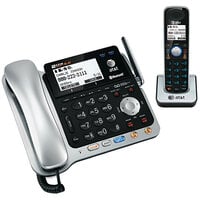AT&T TL86109 Black / Silver 2 Line Corded / Cordless Phone System with Bluetooth and DECT 6.0 Technology