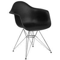 Flash Furniture FH-132-CPP1-BK-GG Alonza Black Plastic Chair with Chrome Base