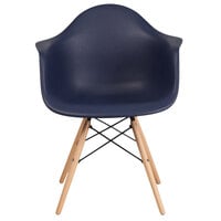 Flash Furniture FH-132-DPP-NY-GG Alonza Navy Plastic Chair with Wood Base