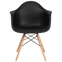 Flash Furniture FH-132-DPP-BK-GG Alonza Black Plastic Chair with Wood Base