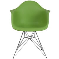 Flash Furniture FH-132-CPP1-GN-GG Alonza Green Plastic Chair with Chrome Base