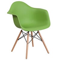 Flash Furniture FH-132-DPP-GN-GG Alonza Green Plastic Chair with Wood Base