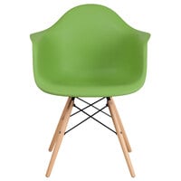 Flash Furniture FH-132-DPP-GN-GG Alonza Green Plastic Chair with Wood Base