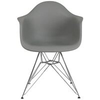 Flash Furniture FH-132-CPP1-GY-GG Alonza Gray Plastic Chair with Chrome Base