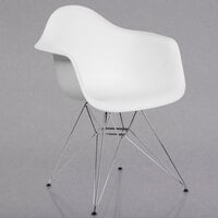 Flash Furniture FH-132-CPP1-WH-GG Alonza White Plastic Chair with Chrome Base