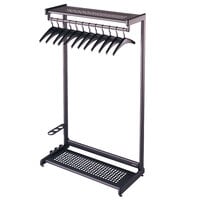 Quartet 20225 36 inch x 18 1/2 inch x 61 1/2 inch Black Single-Sided Steel Garment Rack with Two Shelves and 12 Hangers