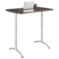 Iceberg 69305 ARC 30 inch x 48 inch Rectangular Gray Walnut Melamine Laminate Sit-to-Stand Table with Silver Legs
