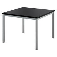 HON 24 inch x 24 inch Black Laminate Corner Table with Silver Legs