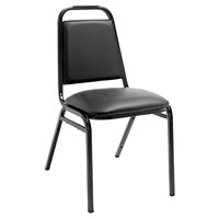 Alera ALESC68VY10B Stackable Black Vinyl Padded Steel Banquet Chair - 4/Case