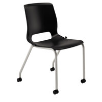 HON MG101ON Motivate Seating Onyx Plastic Stacking Armless Guest Chair with Casters - 2/Case