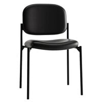 HON Scatter Black Leather Stackable Guest Chair