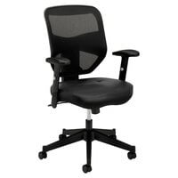 HON VL531SB11 Basyx VL531 Series High-Back Black Leather / Mesh Swivel / Tilt Office Chair
