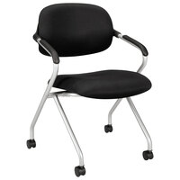 HON Black Mesh Nesting Chair with Silver Frame