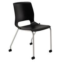 HON MG201CU10 Motivate Seating Onyx Fabric Stacking Armless Guest Chair with Casters - 2/Case