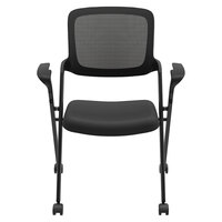 HON Assemble Black Mesh Nesting Chair with Fixed Arms- 2/Case - 2/Case