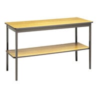 Barricks UTS1848LQ 48" x 18" Oak / Brown Rectangular Utility Table with Bottom Shelf
