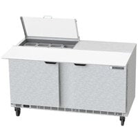 Beverage-Air SPE60HC-08C-CL Elite 60" 2 Door Refrigerated Sandwich Prep Table with 17" Deep Cutting Board and Clear Lid