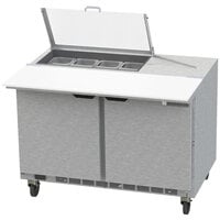 Beverage-Air SPE48HC-08C-CL Elite 48 inch 2 Door Refrigerated Sandwich Prep Table with 17 inch Deep Cutting Board and Clear Lid