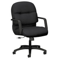 HON 2092CU10T 2090 Series Pillow-Soft Mid-Back Black Fabric Managerial Swivel / Tilt Chair
